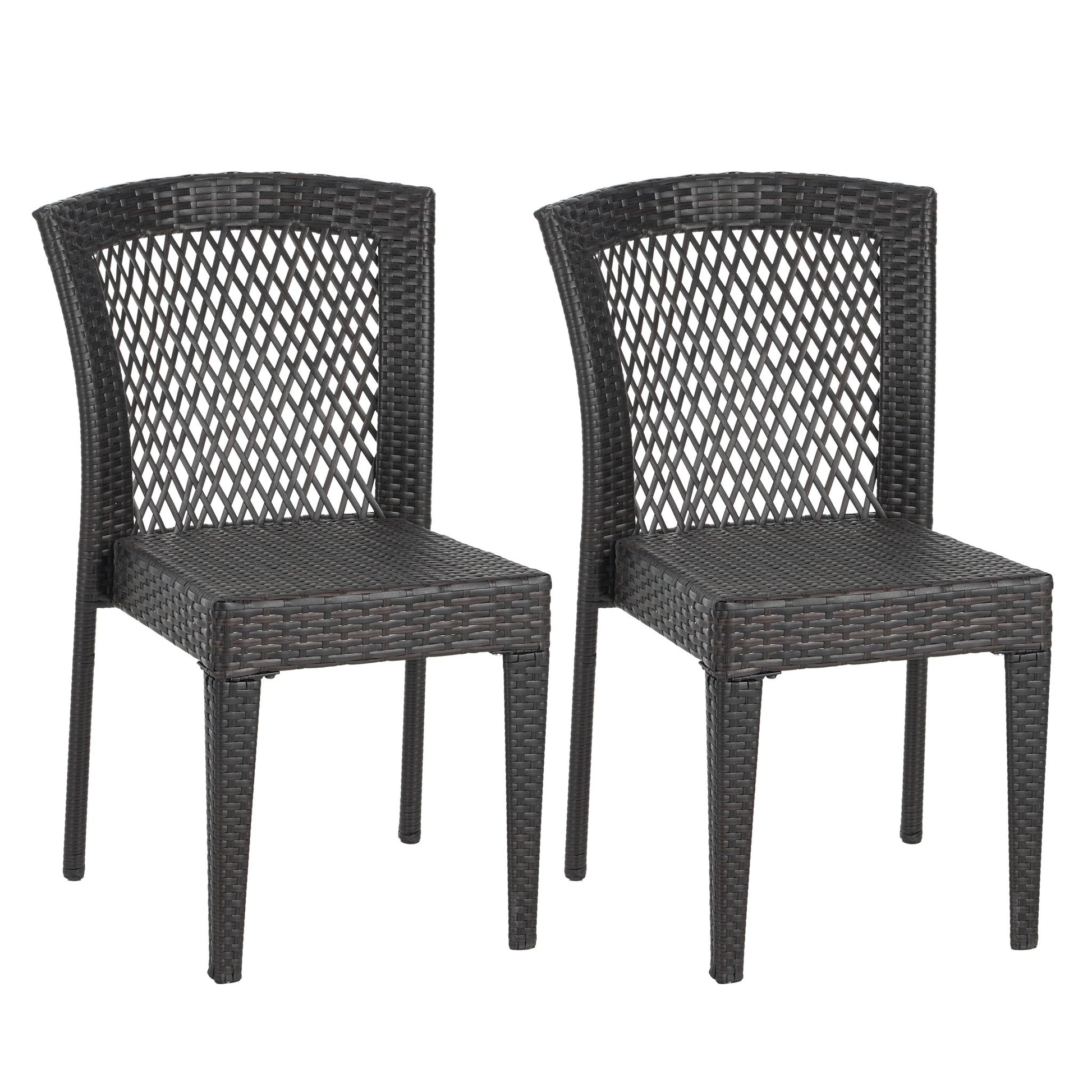 Outdoor Dining Chairs, Stackable Chairs With UV Resistant Frame (Set of 2) - Brown Multi Noble House