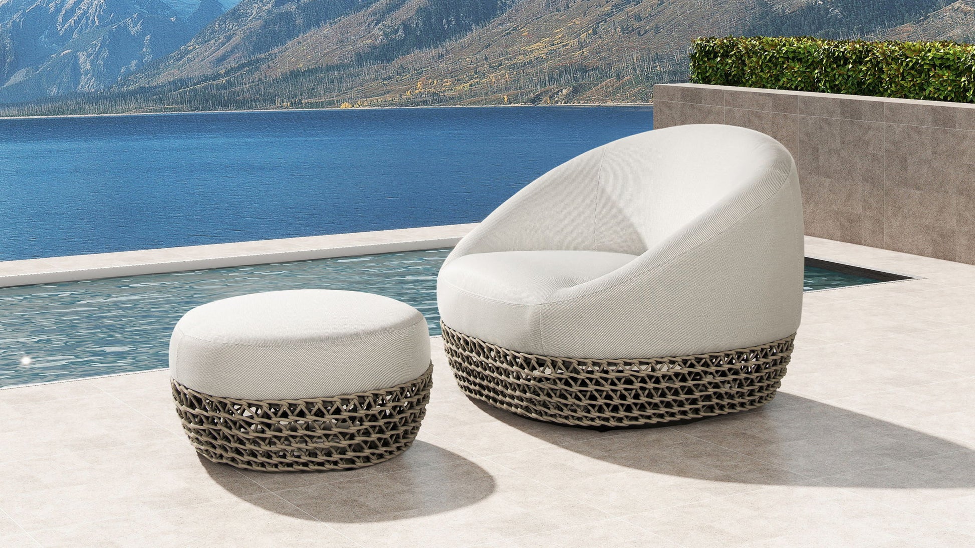 Willow - Round Upholstered Patio Ottoman Jennifer Taylor Home