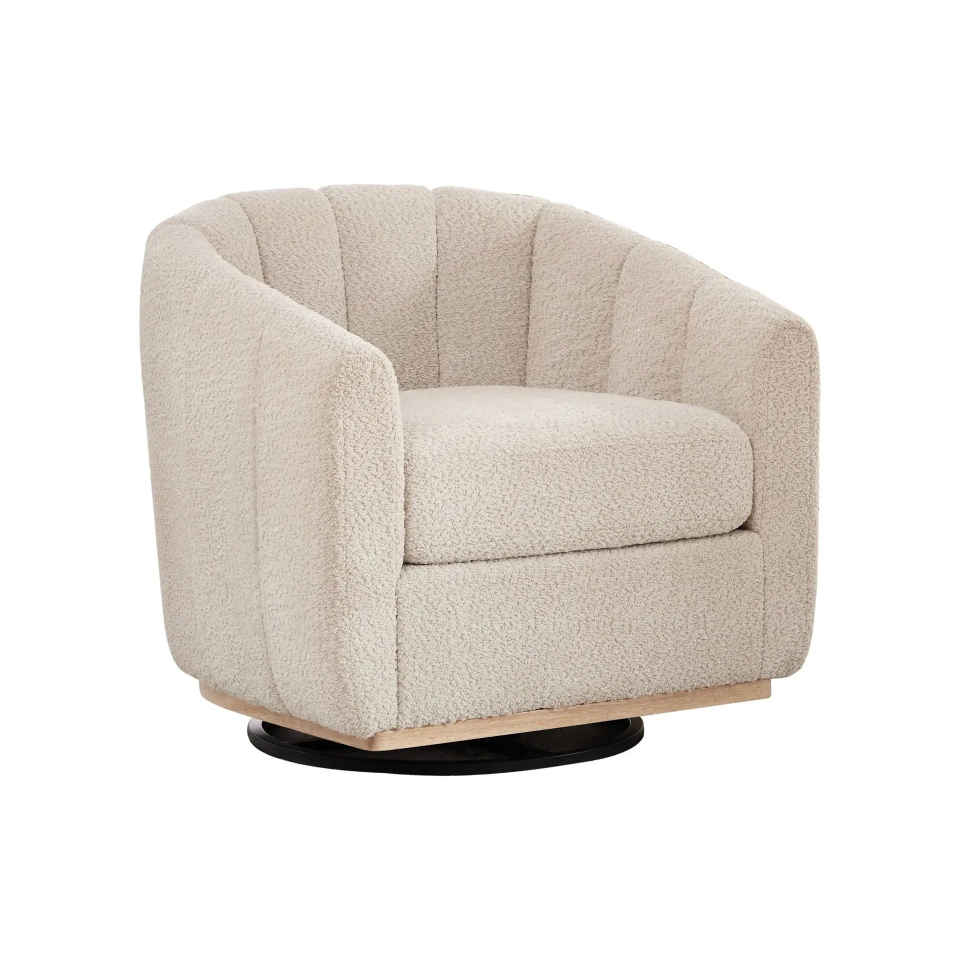 Swivel Upholstered Barrel Chair With Metal Base Home Essentials