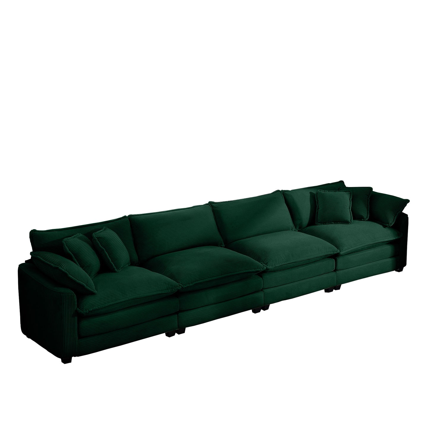 Modern Upholstered 4 Seater Fabric Sofa With Arm And Throw Pillows Home Essentials