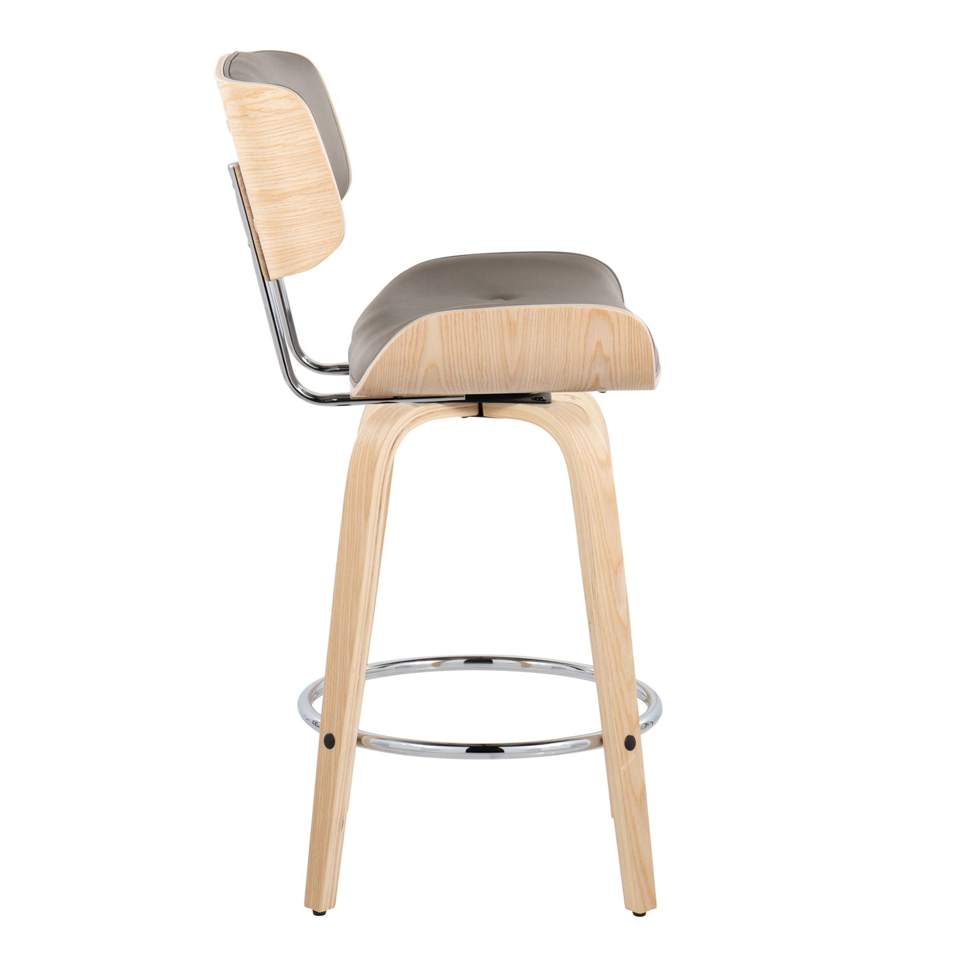Lombardi - Mid Century Modern Fixed Height Counter Stool With Swivel With Round Footrest (Set of 2) Lumi Source