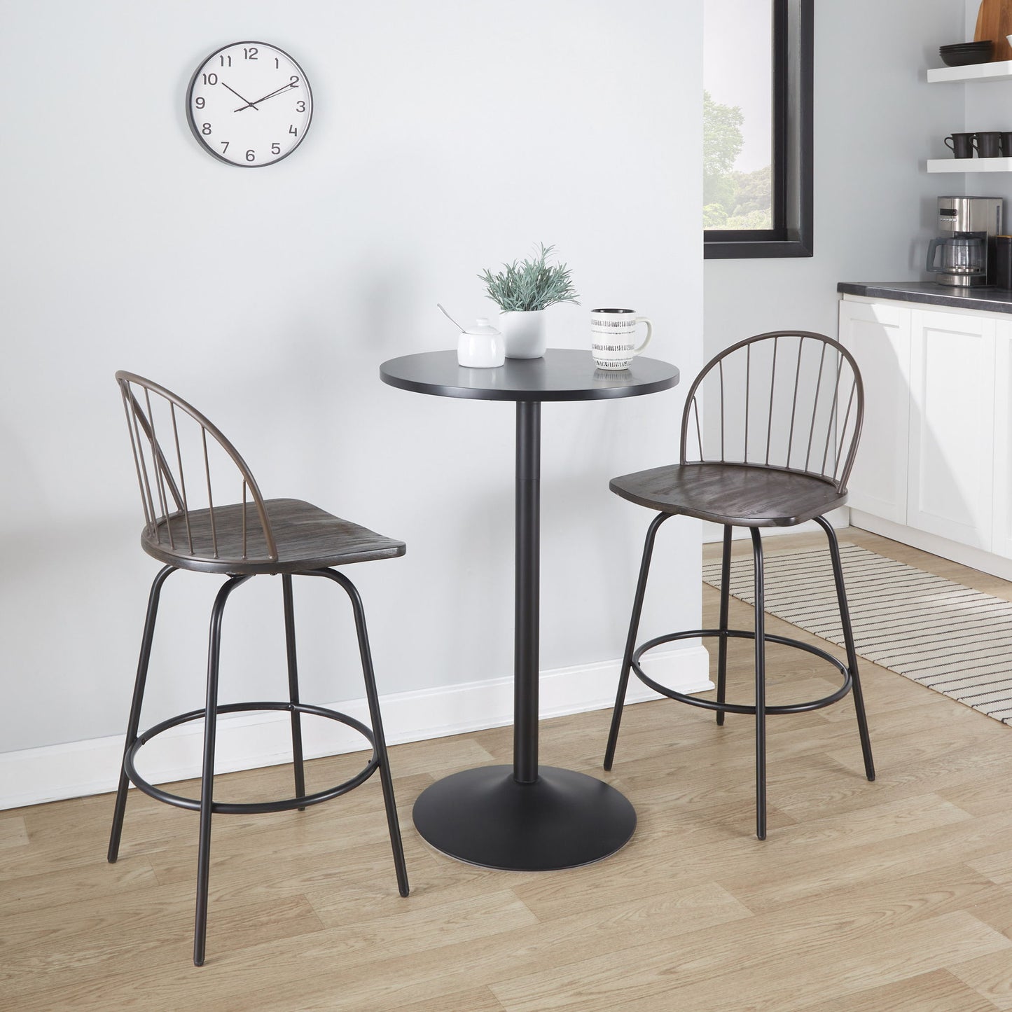 Riley - Claire Farmhouse Fixed Height Counter Stool With Swivel With Round Footrest (Set of 2) Lumi Source
