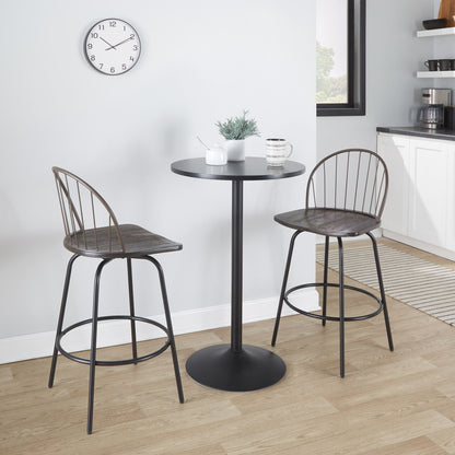 Riley - Claire Farmhouse Fixed Height Counter Stool With Swivel With Round Footrest (Set of 2) Lumi Source