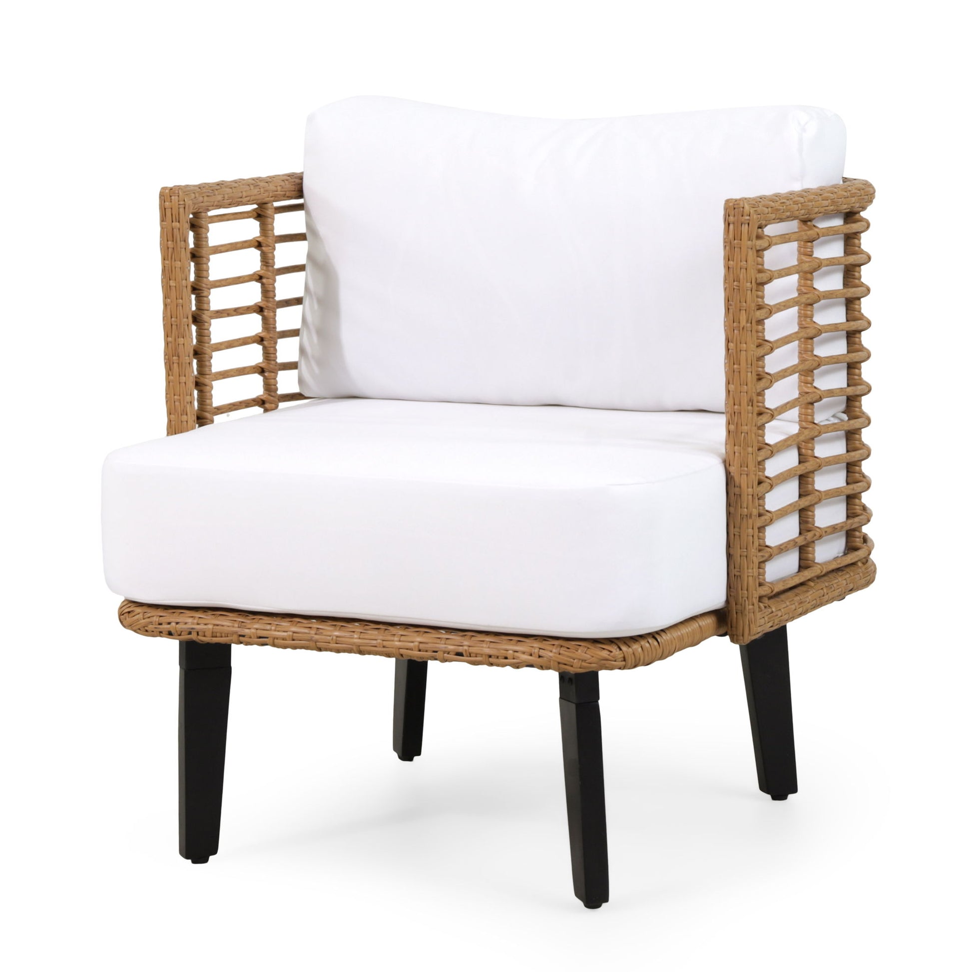 Outdoor Wicker Club Chair With Water Resistant Cushion - Brown Noble House