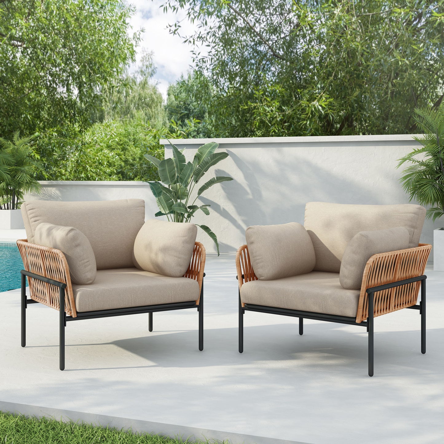 Rope Lounge Chair With Cushions For Modern Spaces Noble House