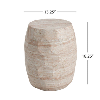 Travertine Lightweight Concrete Side Table For Indoor / Outdoor Use - Beige Noble House