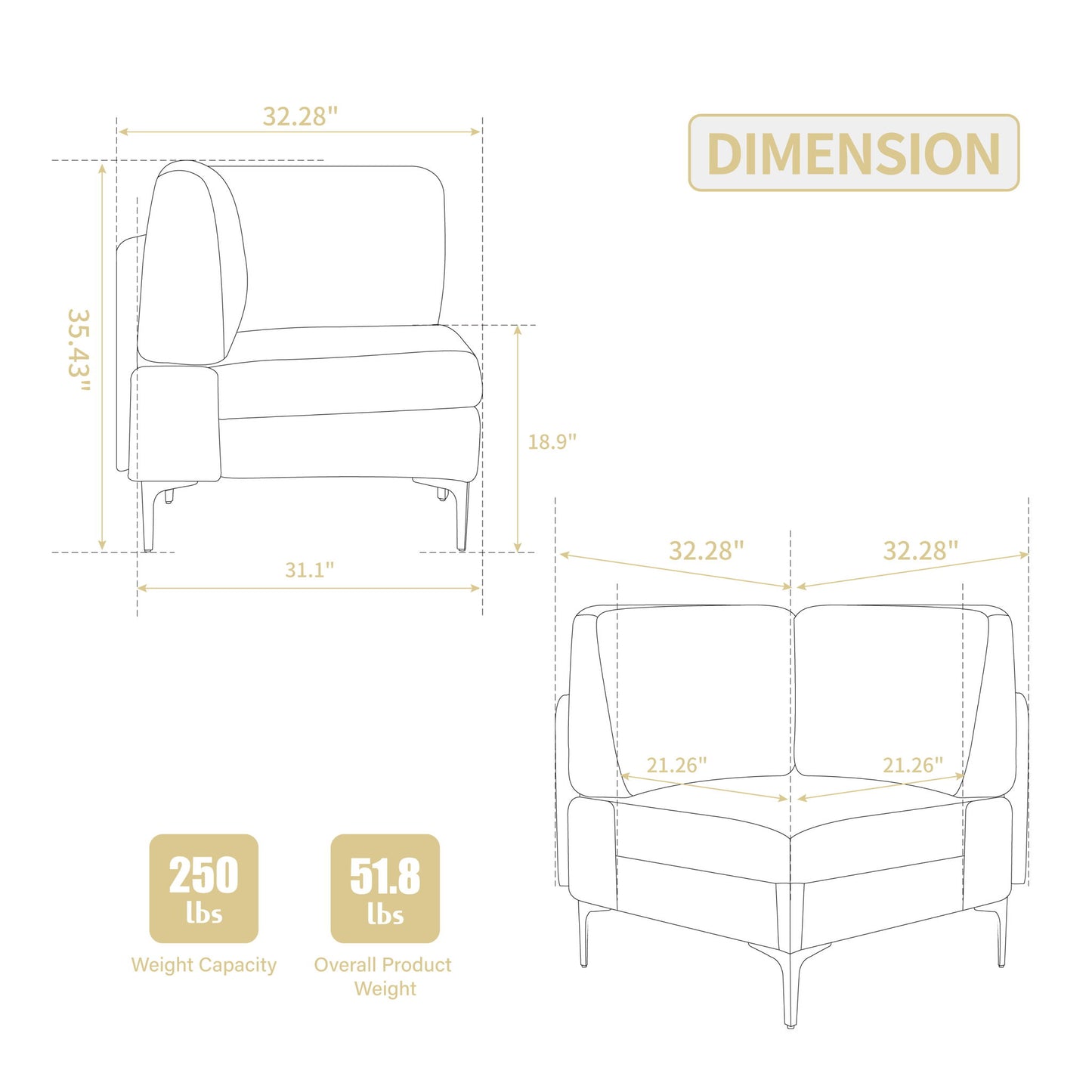 Modular Sectional Sofa Corner Seat Home Essentials