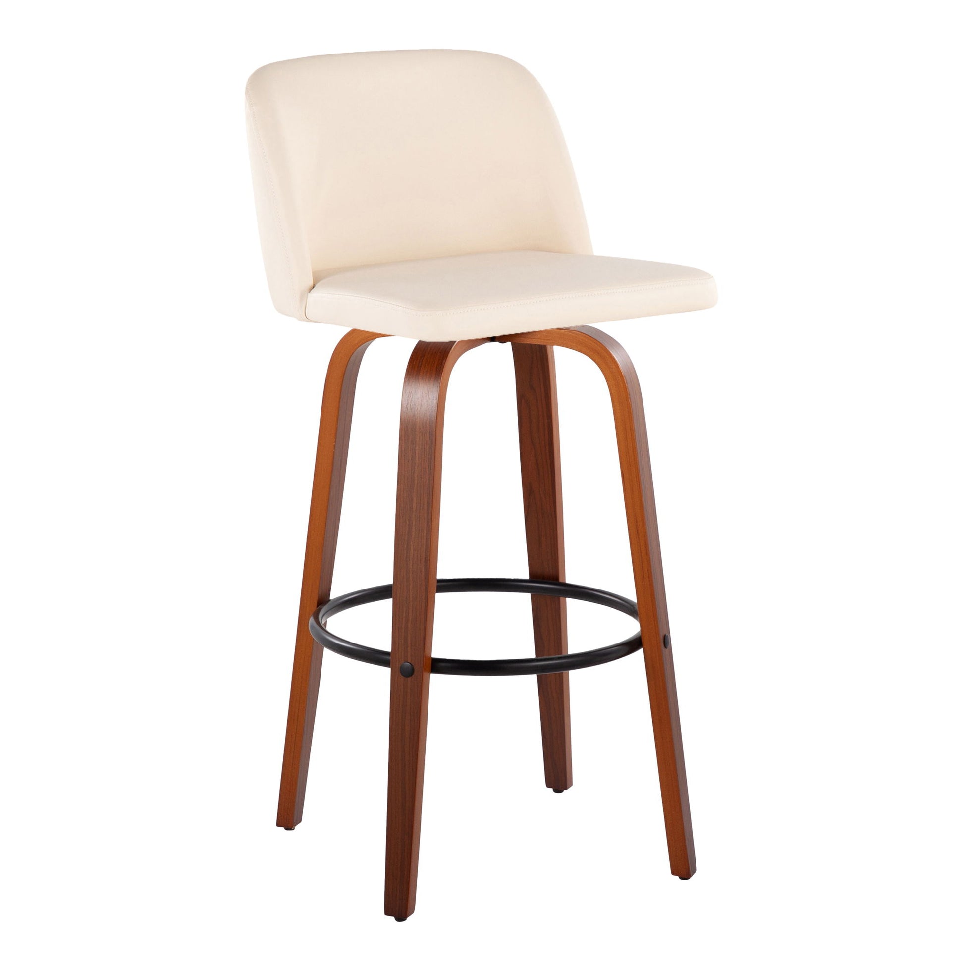 Toriano - Mid Century Modern Fixed Height Barstool Swivel And Round Footrest (Set of 2) Lumi Source