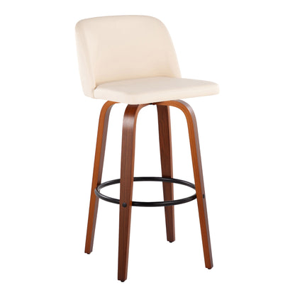 Toriano - Mid Century Modern Fixed Height Barstool Swivel And Round Footrest (Set of 2) Lumi Source