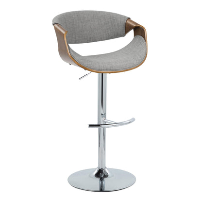 Curvo - Mid Century Modern Adjustable Barstool With Swivel With Rounded T Footrest (Set of 2) Lumi Source