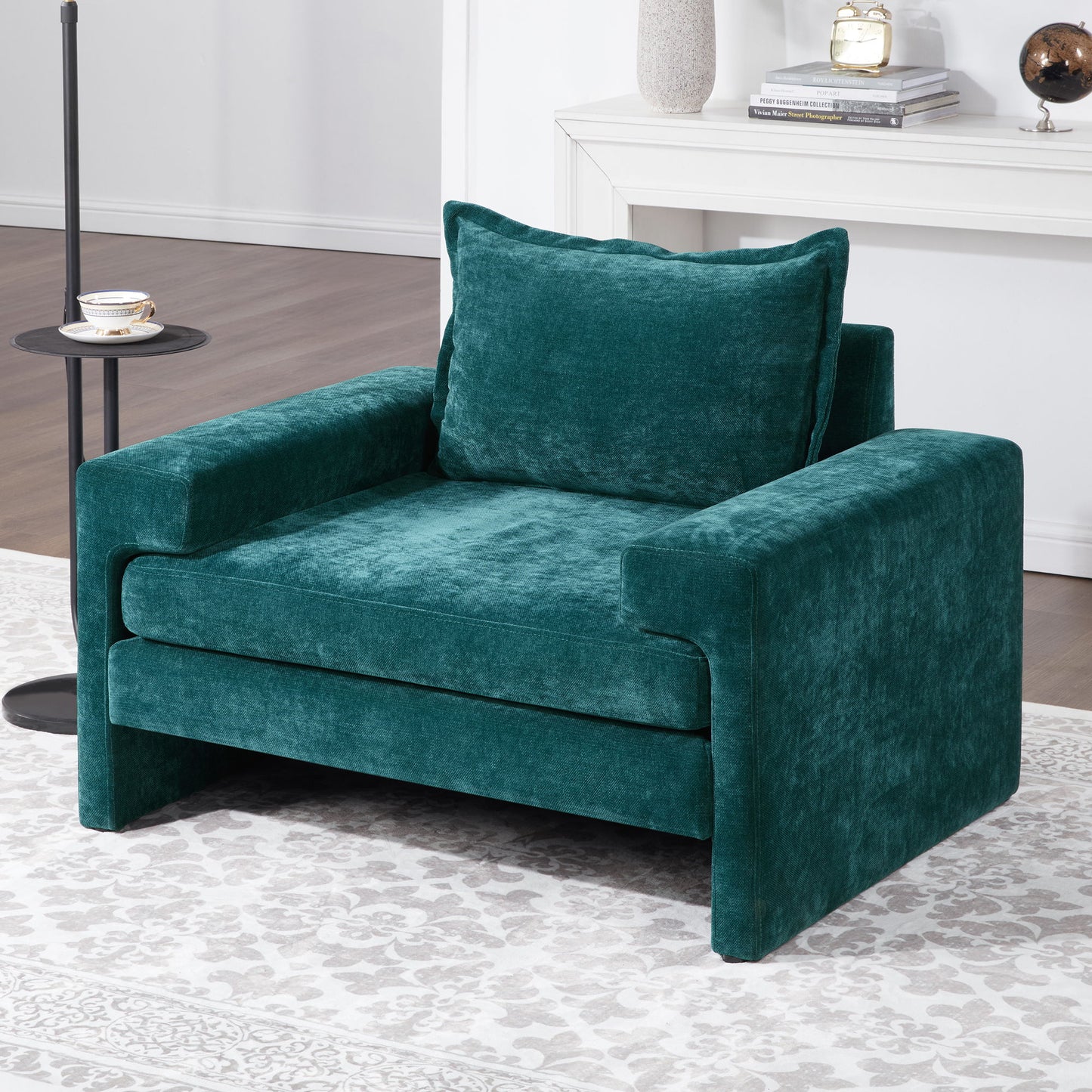 Upholstered Accent Chair With Wide Armrests And Ergonomic Back Support Noble House