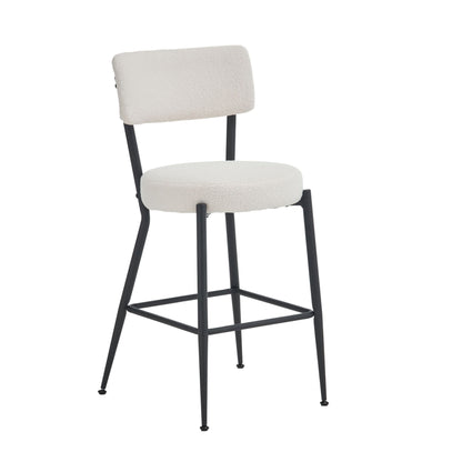 Modern Teddy Fabric Upholstered Bar Stools - Black Legs Home Essentials