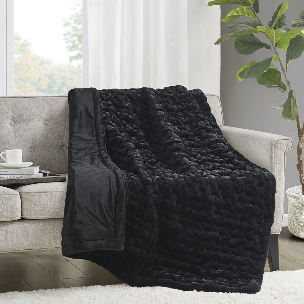 Ruched Throw - Black Madison Park