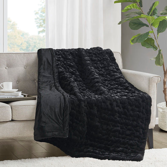 Ruched Throw - Black Madison Park