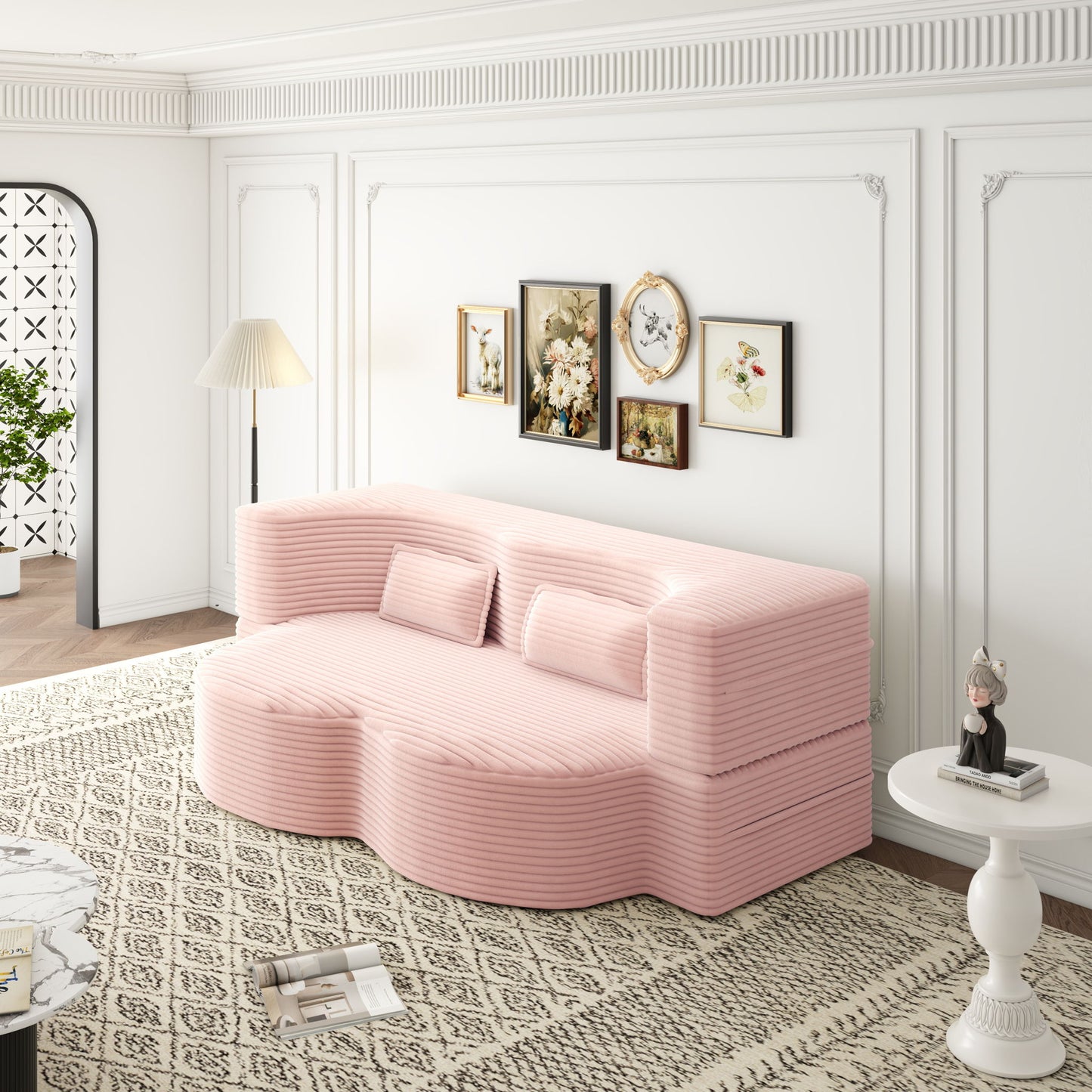 Convertible Foam-Filled Sleeper Sofa Bed With 2 Pillows Home Essentials