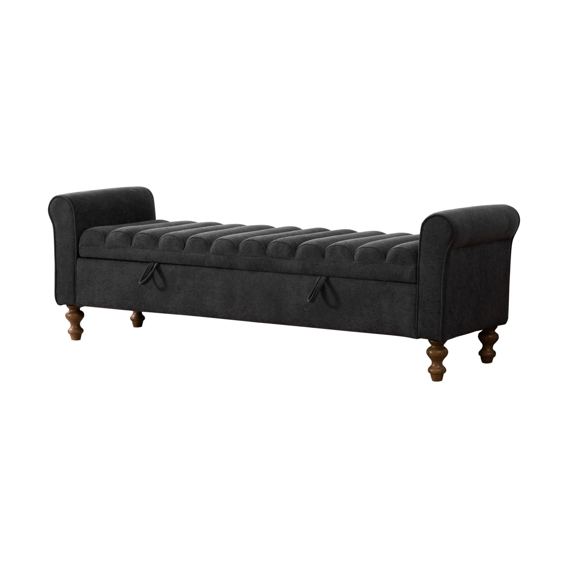 Wide Modern Upholstered Storage Bench With Rolled Armrest Home Essentials