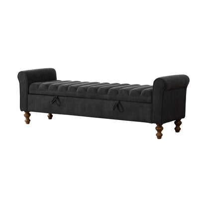 Wide Modern Upholstered Storage Bench With Rolled Armrest Home Essentials