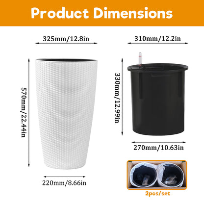 Tall Planters Set With Water Level Monitor And Auto Watering Daily Nest