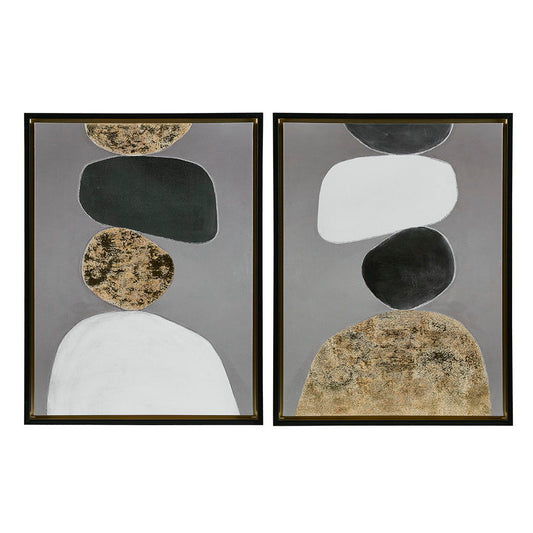 Neutral Stones - Figural 2 Piece Framed Canvas Wall Art Set - Black