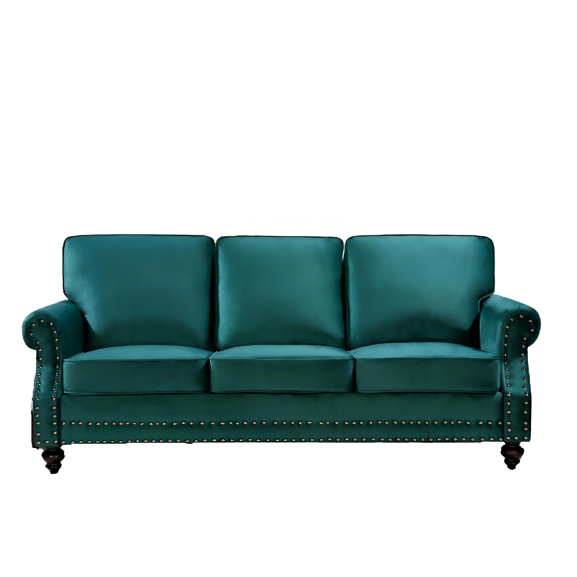 3 Seater Sofa With Nailhead Trim And Turned Legs For Living Room US Pride