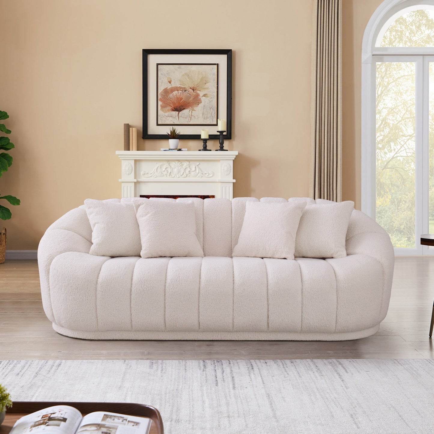 Maximilian - Modern Japandi Style Tight Back Boucle Couches Ashcroft Furniture