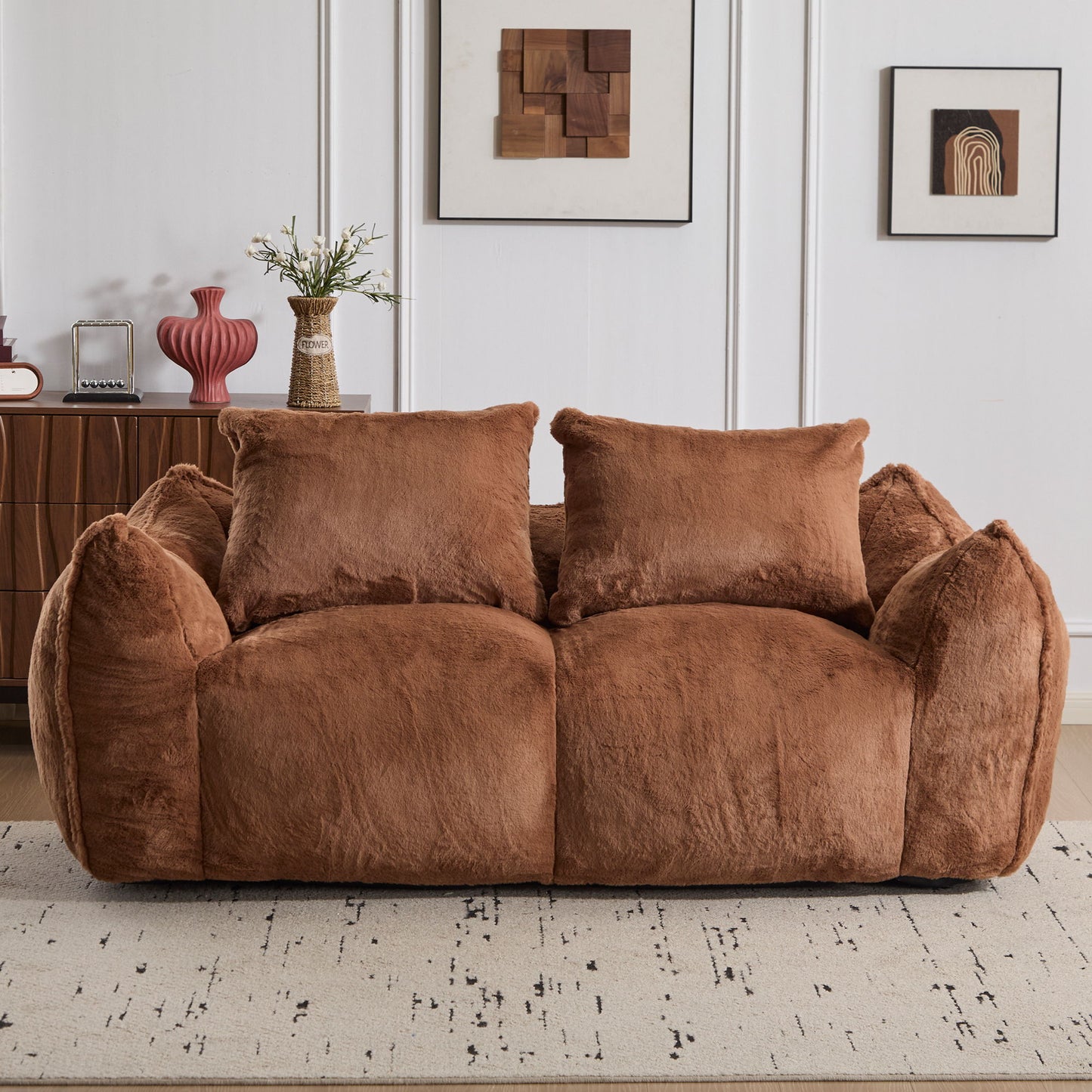 Giant Bean Bag Couch, Ultra Soft Fluffy Loveseat For Living Room Home Essentials