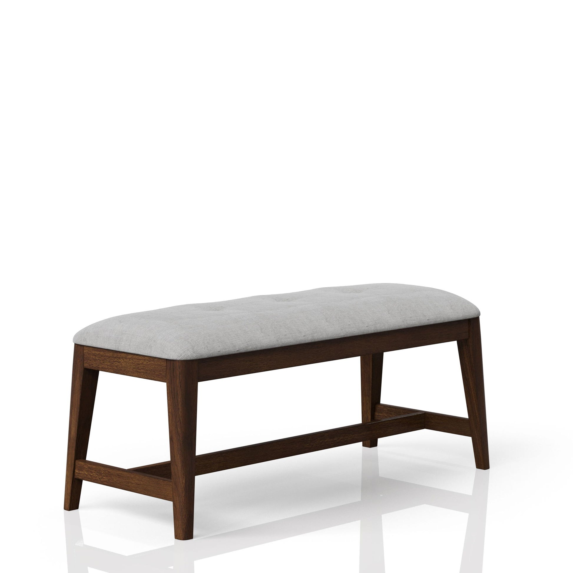 Backless Upholstered Dining Bench Mid Century Seating - Beige Bernards Furniture
