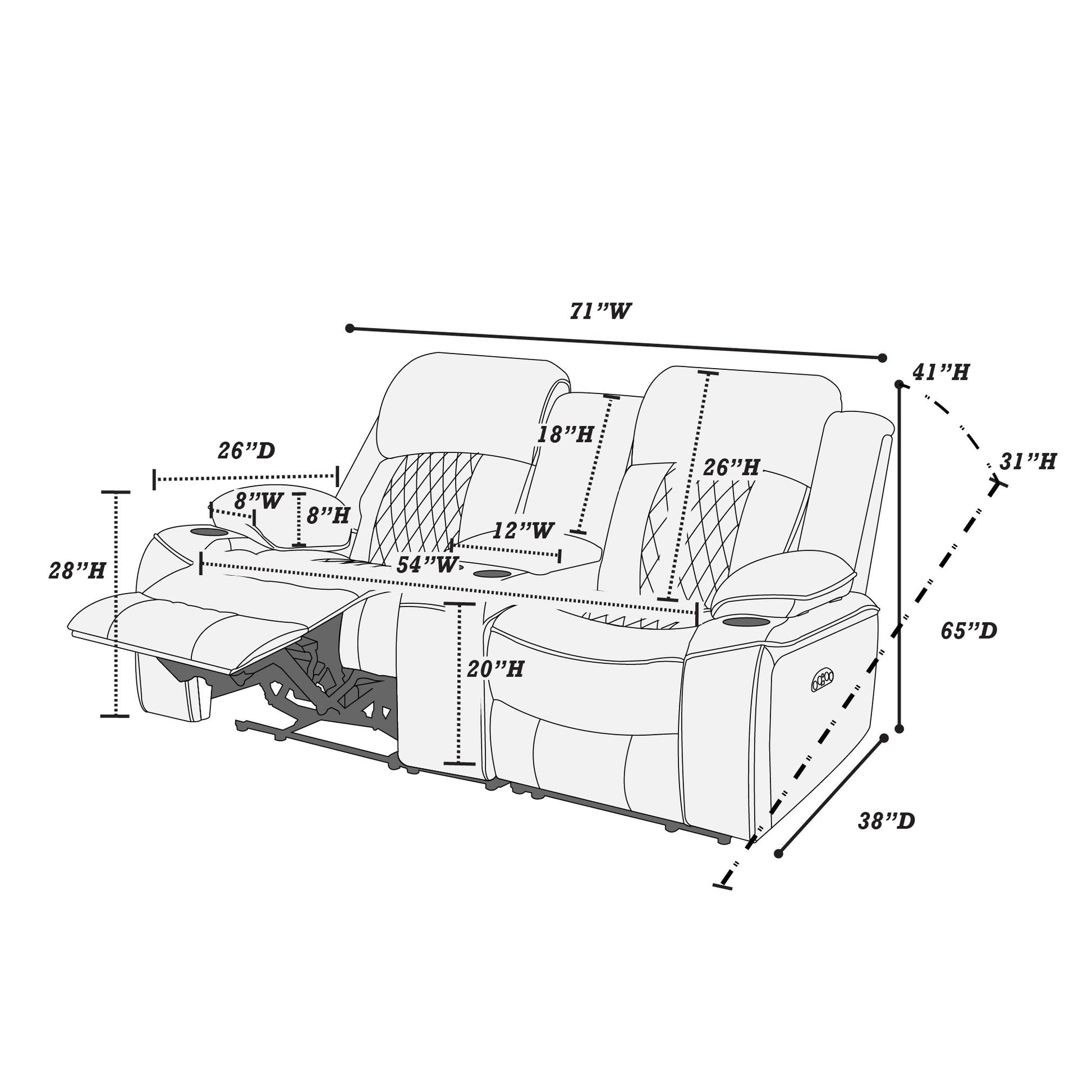 Power Motion Living Room Set With USB Port, Adjustable Headrest, Cup Holder Home Essentials