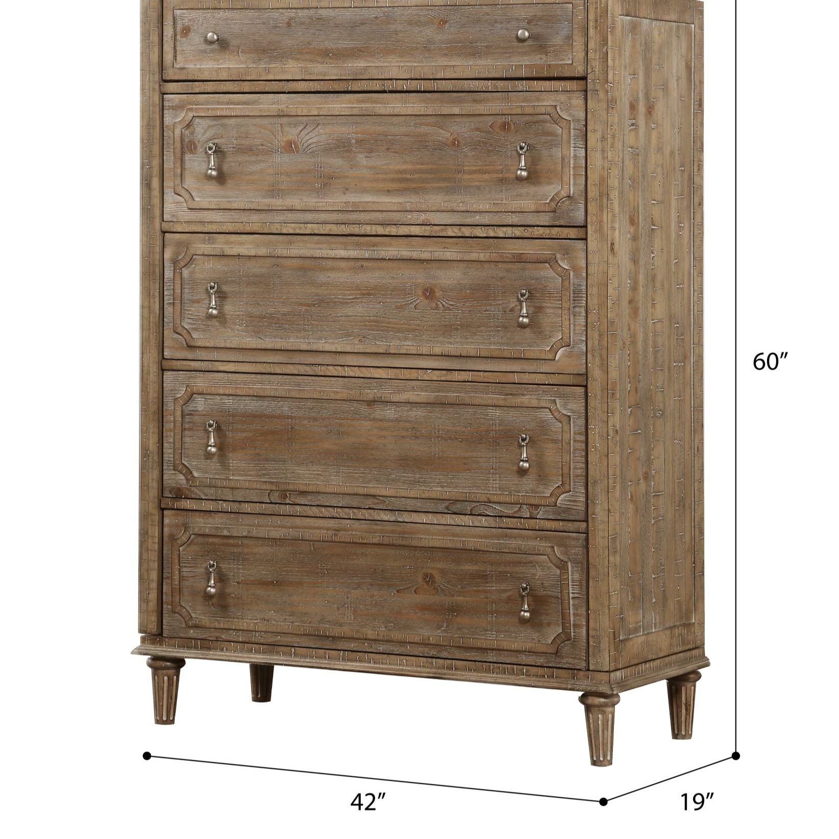 5 Drawer Chest With Construction - Taupe Home Essentials
