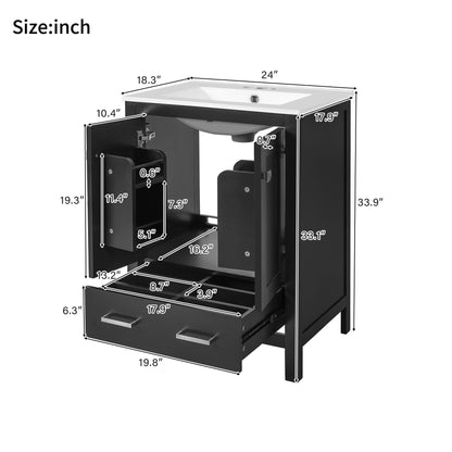 Bathroom Vanity With Integrated Undermount Ceramic Sink, 2 Doors And 1 Drawer, Soft Close Hinges Hearth and Haven