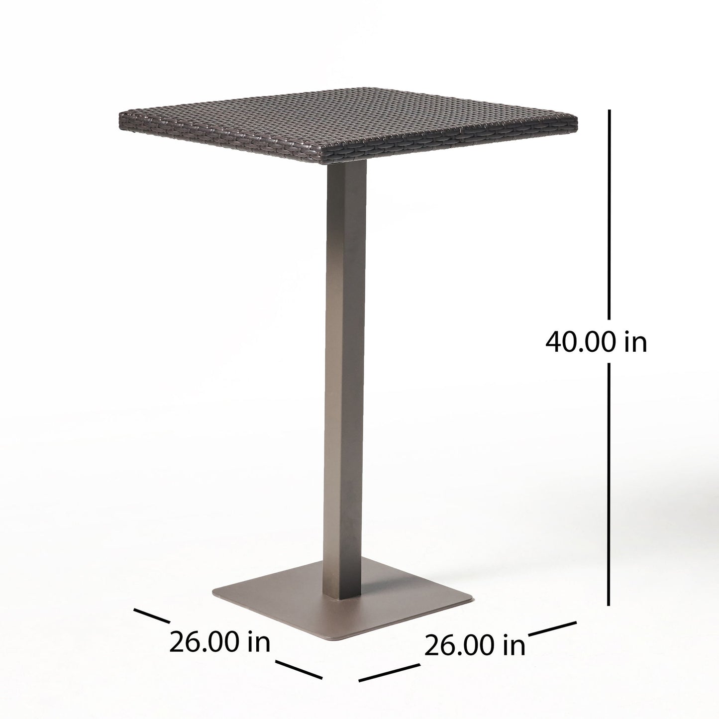 Outdoor Square Rattan Bar Table With Iron Frame - Multi Brown Noble House