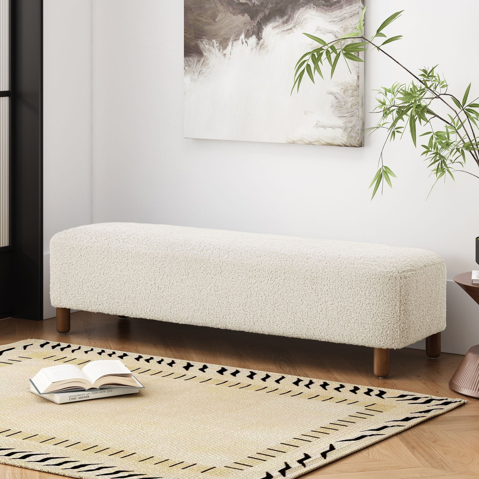 Contemporary Ottoman With Foam Cushion And Durable Upholstery Noble House