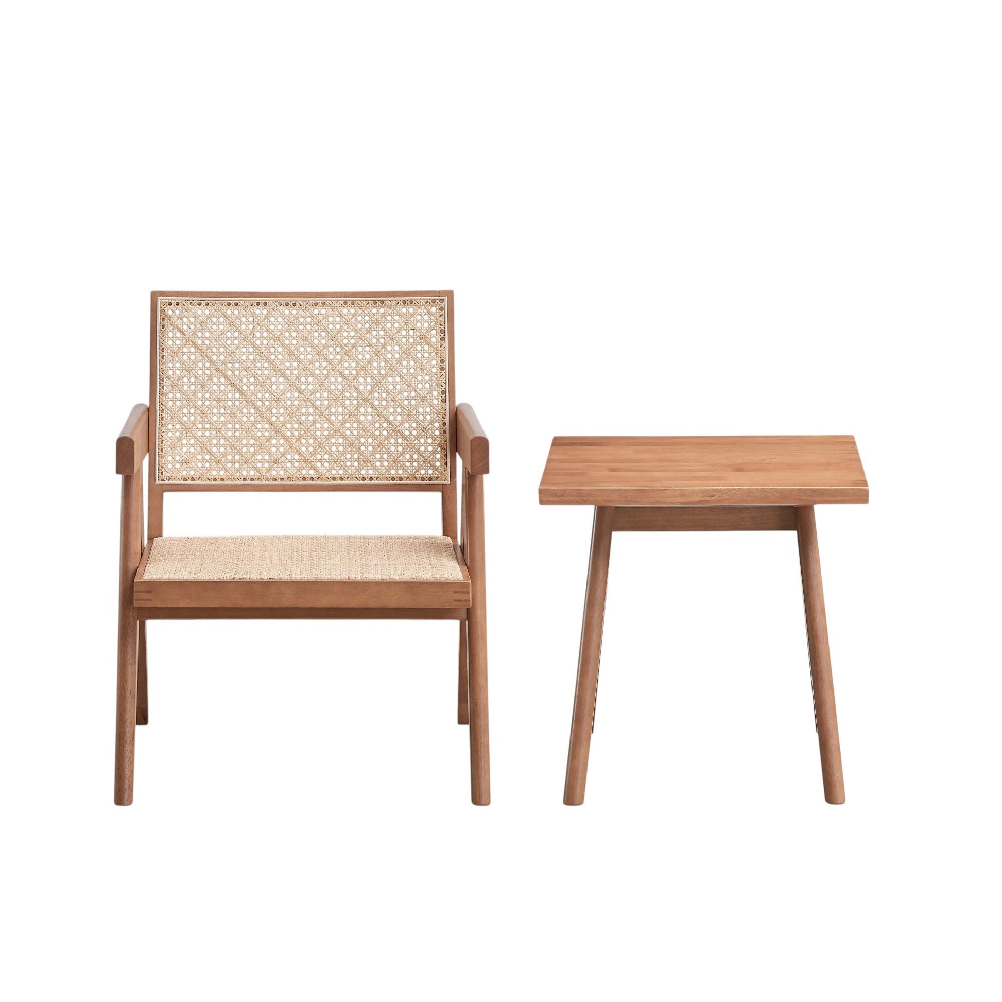 Armchair And Matching Square End Table, 2 Piece Living Room Set - Natural Acme