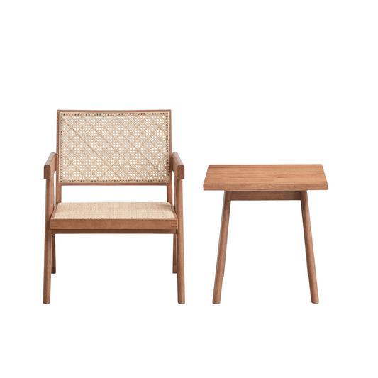 Armchair And Matching Square End Table, 2 Piece Living Room Set - Natural Acme