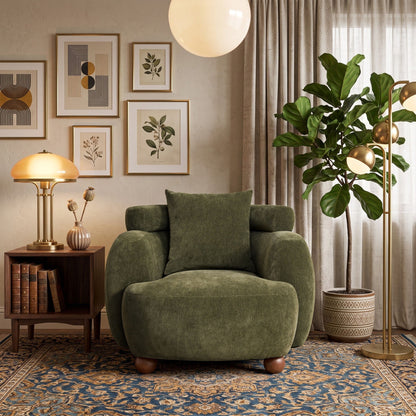 Clubchair, Bucket Chair, Decorative Sofa With Pillow, For Living Roon - Olive Green Home Essentials