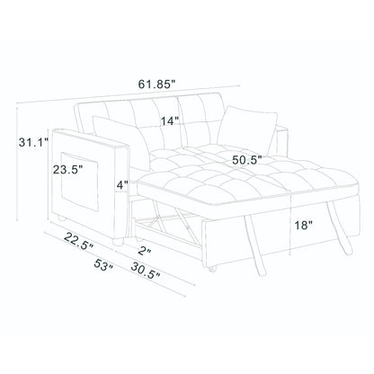 Sienna - Tufted Convertible Sleeper Sofa With Chaise - Gray The Soft House