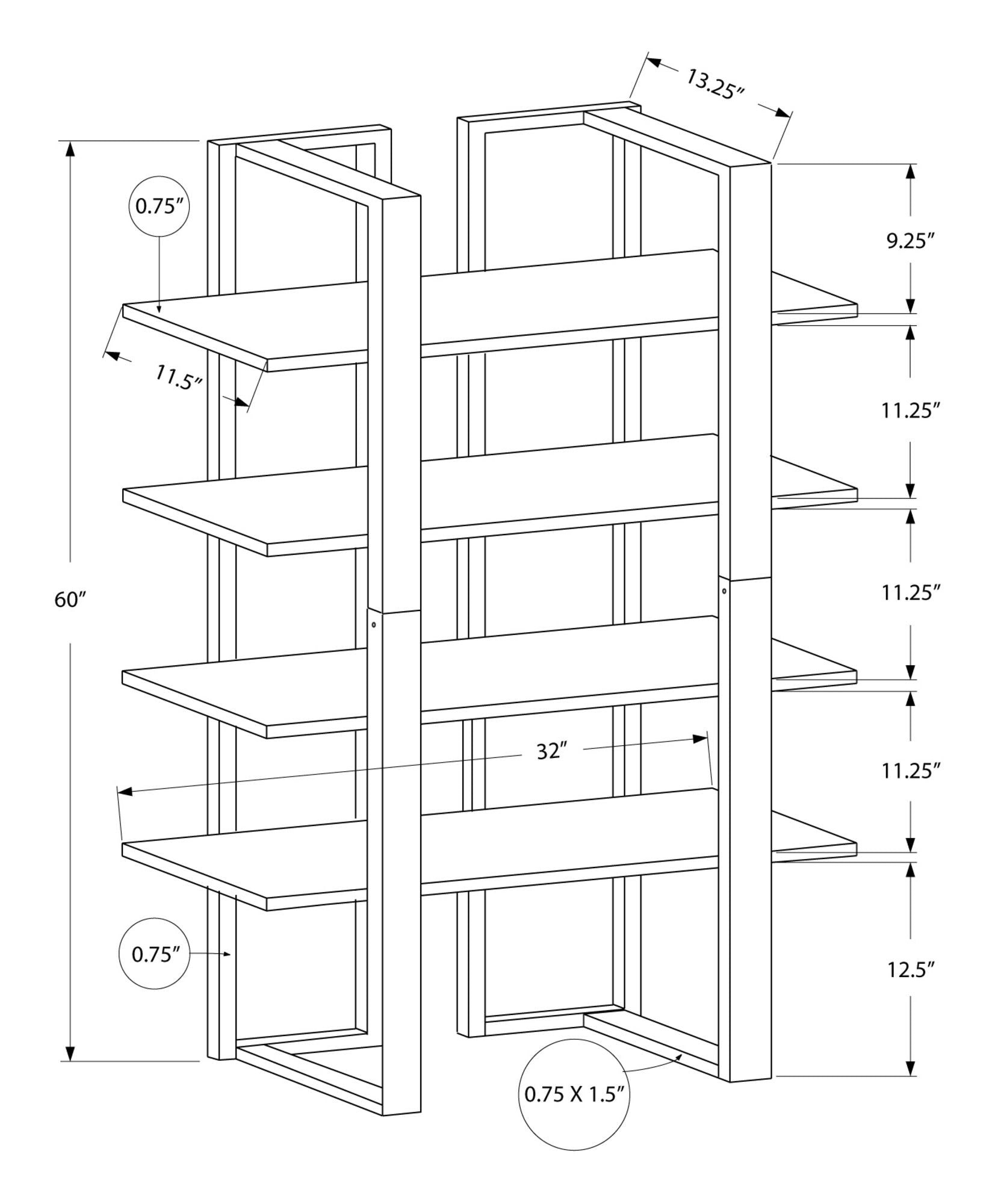 Bookshelf, Bookcase, Etagere, 4 Tier, Office, Contemporary & Modern 8th Street