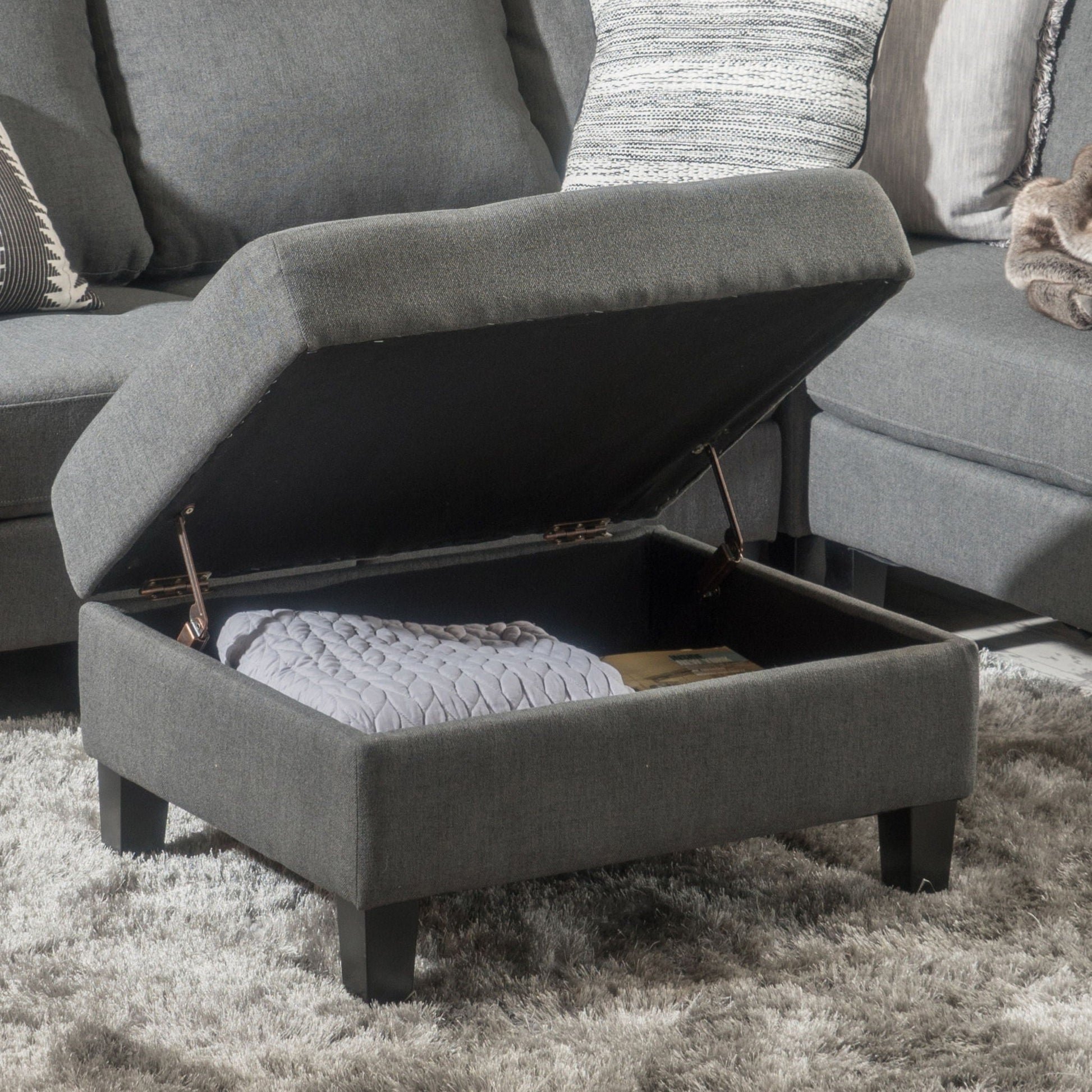 Ottoman With Birch Wood Legs And Cushioned Top For Comfort Noble House