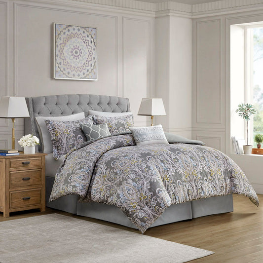 Hallie - Queen 6 Piece Comforter Set - Gray Harbor House