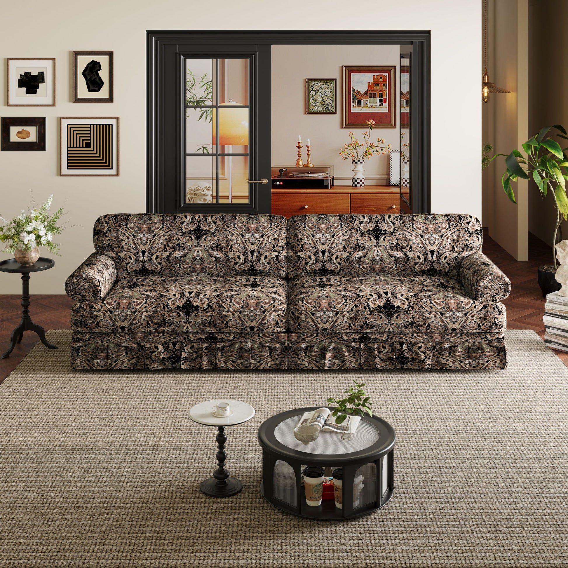 Luxuriously Comfortable Cloud Couch Sofa With Elegant Rolled Arms & Pleated Skirt Design Home Essentials