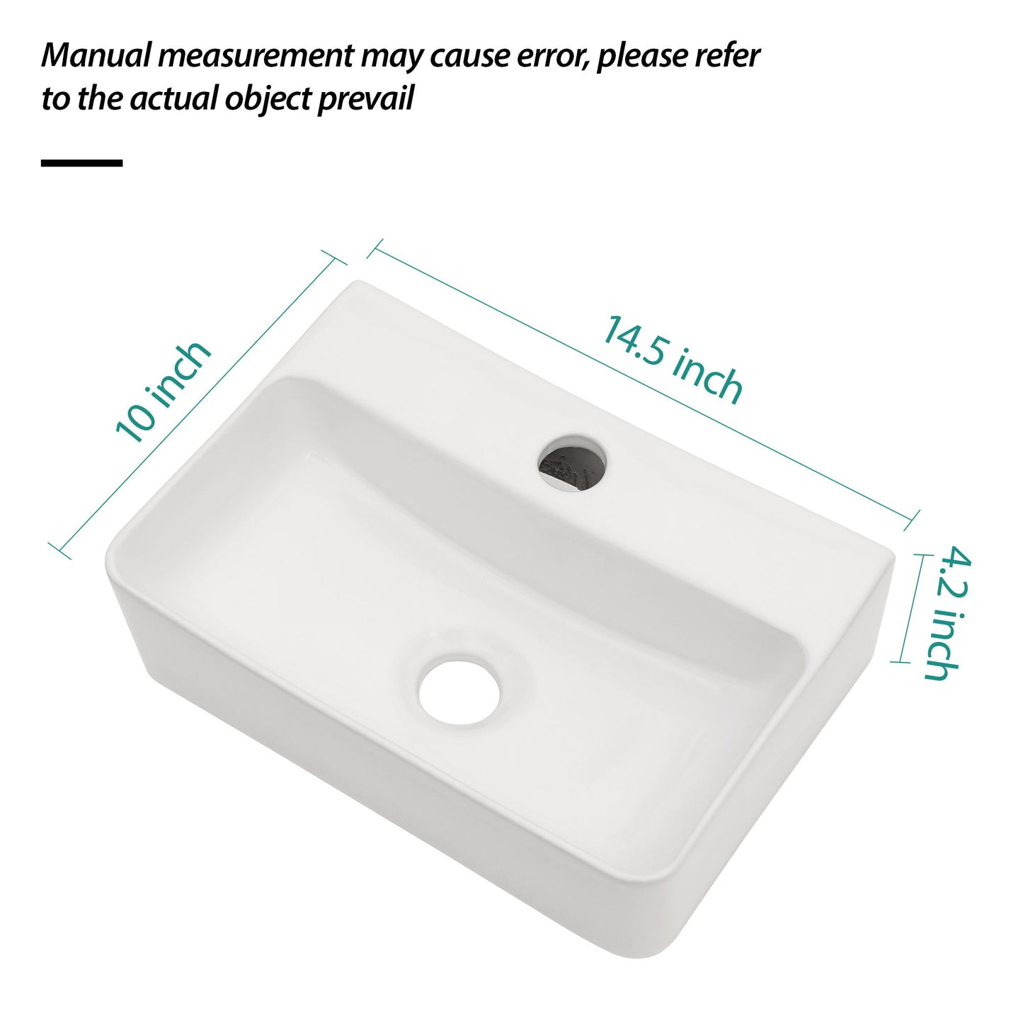 Ceramic Rectangle Wall Mount Bathroom Sink With Single Faucet Hole Daily Nest