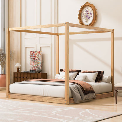 Wood Canopy Platform Bed With Support Legs And Airflow Slats Hearth and Haven