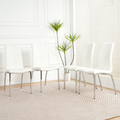 Modern Upholstered Dining Chair (Set of 4) With Electroplated Metal Legs - White Home Essentials