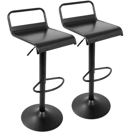 Emery - Industrial Adjustable Barstool With Swivel (Set of 2) - Black Lumi Source