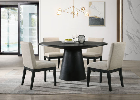 Jasper - Wide Contemporary Round Dining Table Set Lilola Home