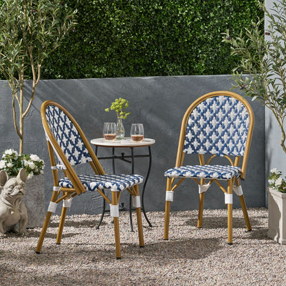Chic French Bistro Chair With Durable Rattan And Aluminum Frame Noble House
