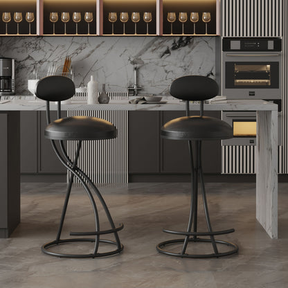 Bar Stools Upholstered Counter Height Barstools For Kitchen Island Modern PU Leather Dining Chairs With Footrest (Set of 2) Home Essentials