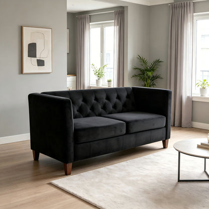 Button Tufted Loveseat, 2 Seater With Square Arm Couch For Living Room US Pride