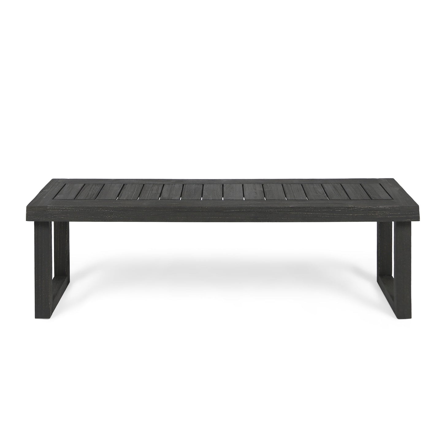 Realm - Outdoor Bench With Slat Panel Top And Base - Dark Gray Noble House