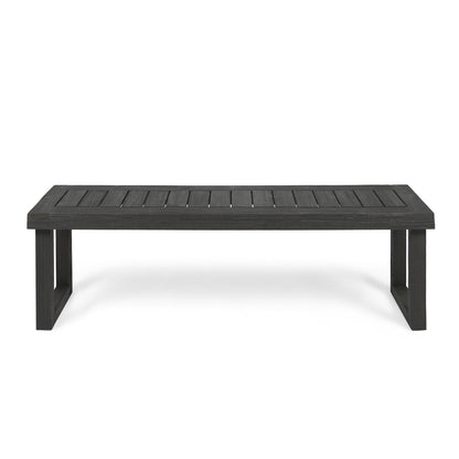 Realm - Outdoor Bench With Slat Panel Top And Base - Dark Gray Noble House